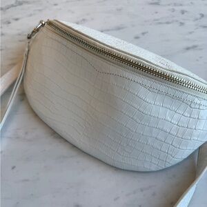 Rebecca Minkoff White Croc-Embossed Cross Body Bag